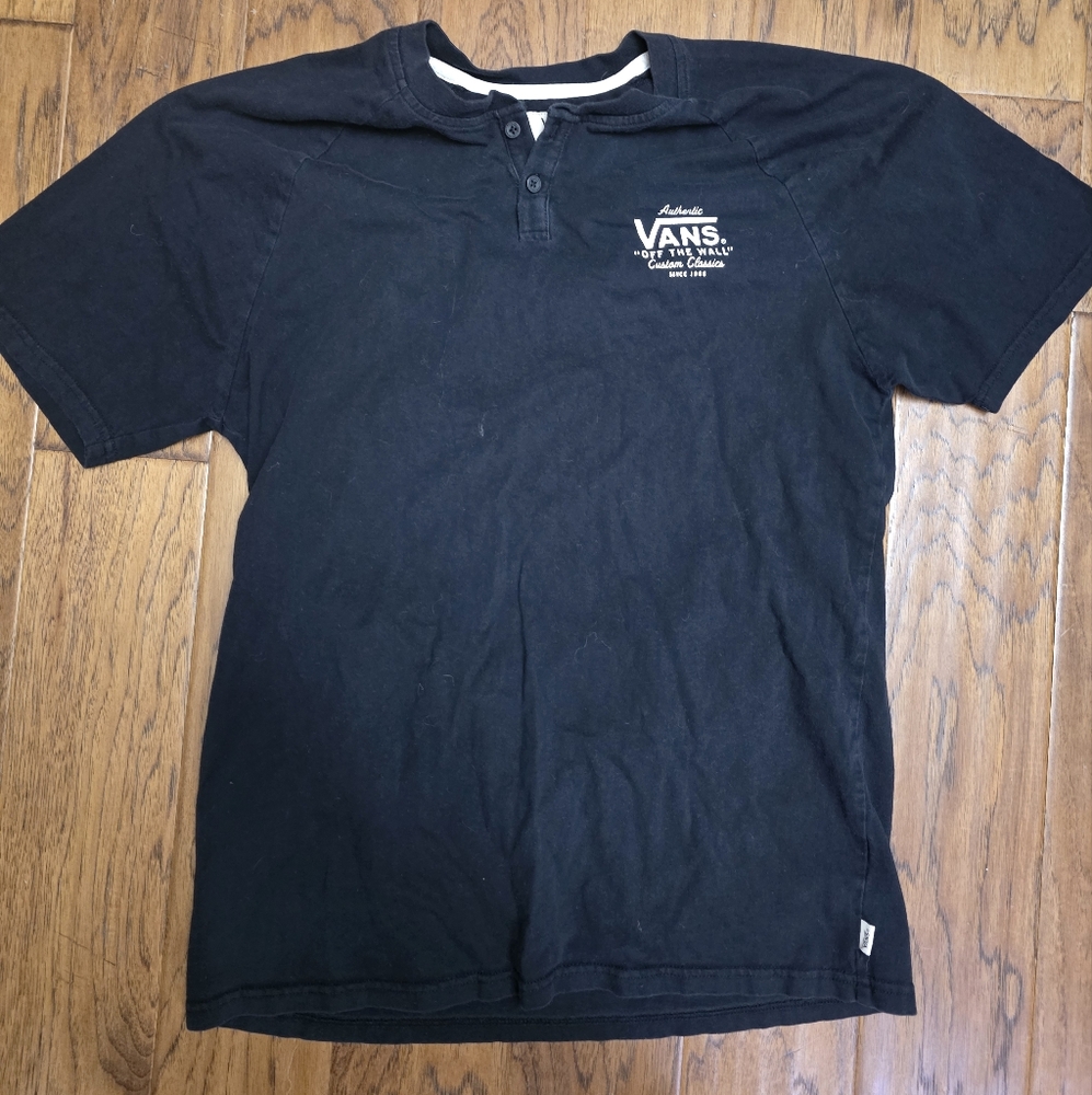 Vans Black Men's Short Sleeve Henley Shirt